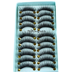 10 Pairs 3D Faux Mink Hair False Eyelashes Fluffy Wispy Multilayer Flutter Eyelash Faux Mink Eye Lashes Extension Makeup Tools