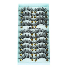 Load image into Gallery viewer, 10 Pairs 3D Faux Mink Hair False Eyelashes Fluffy Wispy Multilayer Flutter Eyelash Faux Mink Eye Lashes Extension Makeup Tools