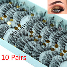 Load image into Gallery viewer, 10 Pairs 3D Faux Mink Hair False Eyelashes Fluffy Wispy Multilayer Flutter Eyelash Faux Mink Eye Lashes Extension Makeup Tools