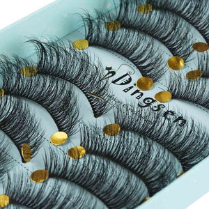 10 Pairs 3D Soft Faux Mink Hair False Eyelashes Natural Messy Eyelash Crisscross Wispy Fluffy Lashes Extension Eye Makeup Tools