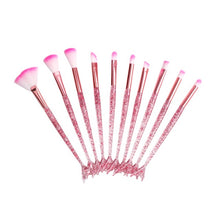 Load image into Gallery viewer, 10pcs Mermaid Brush Foundation Powder Eyeshadow Eyeliner Makeup Brushes Eyebrow Blush Lip Make Up Brush Set