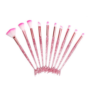 10pcs Mermaid Brush Foundation Powder Eyeshadow Eyeliner Makeup Brushes Eyebrow Blush Lip Make Up Brush Set