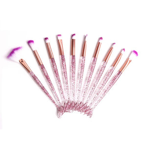 10pcs Mermaid Brush Foundation Powder Eyeshadow Eyeliner Makeup Brushes Eyebrow Blush Lip Make Up Brush Set