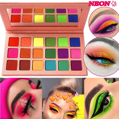 18 Colors Neon Obsessions Eyeshadow Palette Matte Glitter Eye shadow Makeup Pallete Festival Eye Makeup Nude Pigment Powder