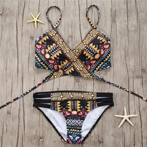 2018 Sexy Bandage Aztec Biquini String Strappy Swim Wear Bathing Suit Swimsuit Beachwear Swimwear Women Brazilian Bikini