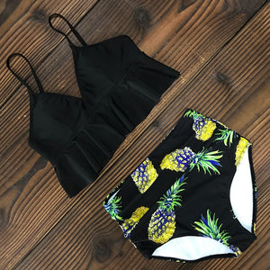 2019 New Sexy High Waist Bikini Swimwear Women Swimsuit Push Up Ruffle Bathing Suit Biquini Plus Size Swimwear Female Beach Wear