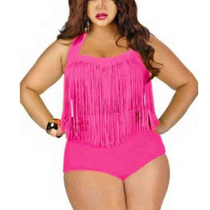 2019 Summer Bikini Set Women Tassel Sexy Halter Top Push Up Bikini Large Size Swimwear Plus Size 3XL Beach biquini Bathing Suit