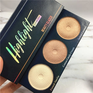 2019 beauty glazed Brand Makeup Highlighter Palette Eye Shadow 3 IN 1 highlighter shimmer eyeshadow pallete set