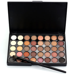 40 Color Portable Matte Eye Makeup Eyeshadow Pallete Glitter Powder Primer  Luminous Eye Shadow Earth Shadow Brush Set