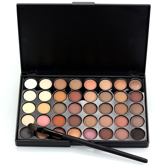 40 Color Portable Matte Eye Makeup Eyeshadow Pallete Glitter Powder Primer  Luminous Eye Shadow Earth Shadow Brush Set