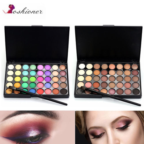 40 Color Portable Matte Eye Makeup Eyeshadow Pallete Glitter Powder Primer  Luminous Eye Shadow Earth Shadow Brush Set