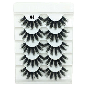 5 Pairs 2 Styles 3D Faux Mink Hair Soft False Eyelashes Fluffy Wispy Thick Lashes Handmade Soft Eye Makeup Extension Tools