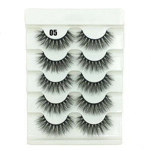 5 Pairs 2 Styles 3D Faux Mink Hair Soft False Eyelashes Fluffy Wispy Thick Lashes Handmade Soft Eye Makeup Extension Tools