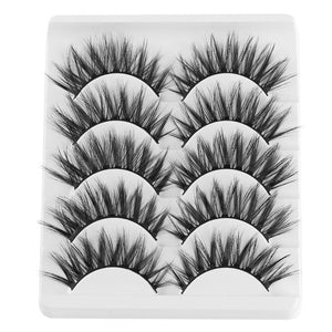 5 Pairs 2 Styles 3D Faux Mink Hair Soft False Eyelashes Fluffy Wispy Thick Lashes Handmade Soft Eye Makeup Extension Tools