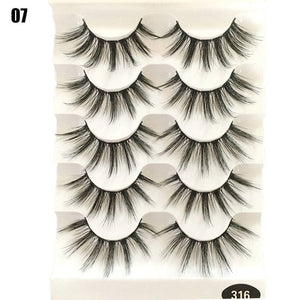 5 Pairs 2 Styles 3D Faux Mink Hair Soft False Eyelashes Fluffy Wispy Thick Lashes Handmade Soft Eye Makeup Extension Tools