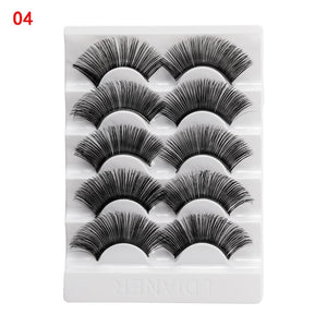 5 Pairs 2 Styles 3D Faux Mink Hair Soft False Eyelashes Fluffy Wispy Thick Lashes Handmade Soft Eye Makeup Extension Tools