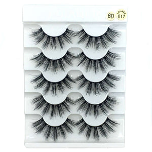 5 Pairs 2 Styles 3D Faux Mink Hair Soft False Eyelashes Fluffy Wispy Thick Lashes Handmade Soft Eye Makeup Extension Tools