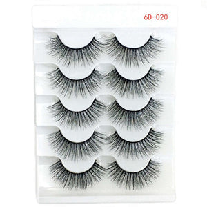 5 Pairs 2 Styles 3D Faux Mink Hair Soft False Eyelashes Fluffy Wispy Thick Lashes Handmade Soft Eye Makeup Extension Tools