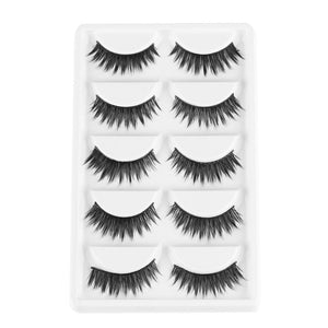 5 Pairs 2 Styles 3D Faux Mink Hair Soft False Eyelashes Fluffy Wispy Thick Lashes Handmade Soft Eye Makeup Extension Tools