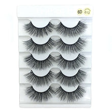 Load image into Gallery viewer, 5 Pairs 2 Styles 3D Faux Mink Hair Soft False Eyelashes Fluffy Wispy Thick Lashes Handmade Soft Eye Makeup Extension Tools