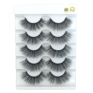 5 Pairs 2 Styles 3D Faux Mink Hair Soft False Eyelashes Fluffy Wispy Thick Lashes Handmade Soft Eye Makeup Extension Tools