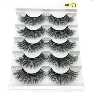 5 Pairs 2 Styles 3D Faux Mink Hair Soft False Eyelashes Fluffy Wispy Thick Lashes Handmade Soft Eye Makeup Extension Tools