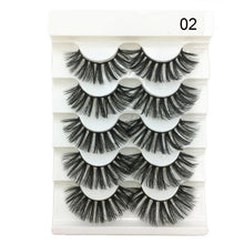 Load image into Gallery viewer, 5 Pairs 2 Styles 3D Faux Mink Hair Soft False Eyelashes Fluffy Wispy Thick Lashes Handmade Soft Eye Makeup Extension Tools