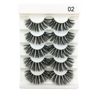 5 Pairs 2 Styles 3D Faux Mink Hair Soft False Eyelashes Fluffy Wispy Thick Lashes Handmade Soft Eye Makeup Extension Tools