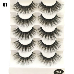 5 Pairs 2 Styles 3D Faux Mink Hair Soft False Eyelashes Fluffy Wispy Thick Lashes Handmade Soft Eye Makeup Extension Tools