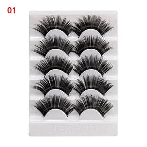 5 Pairs 2 Styles 3D Faux Mink Hair Soft False Eyelashes Fluffy Wispy Thick Lashes Handmade Soft Eye Makeup Extension Tools