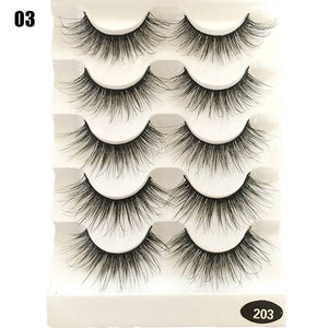 5 Pairs 2 Styles 3D Faux Mink Hair Soft False Eyelashes Fluffy Wispy Thick Lashes Handmade Soft Eye Makeup Extension Tools