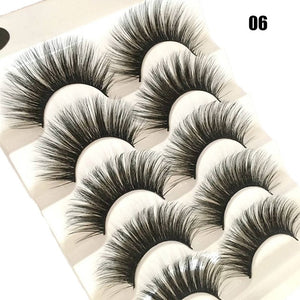 5 Pairs 2 Styles 3D Faux Mink Hair Soft False Eyelashes Fluffy Wispy Thick Lashes Handmade Soft Eye Makeup Extension Tools