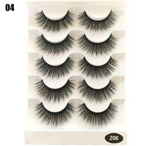 5 Pairs 2 Styles 3D Faux Mink Hair Soft False Eyelashes Fluffy Wispy Thick Lashes Handmade Soft Eye Makeup Extension Tools