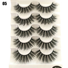 Load image into Gallery viewer, 5 Pairs 2 Styles 3D Faux Mink Hair Soft False Eyelashes Fluffy Wispy Thick Lashes Handmade Soft Eye Makeup Extension Tools