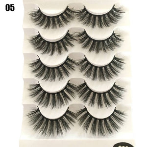 5 Pairs 2 Styles 3D Faux Mink Hair Soft False Eyelashes Fluffy Wispy Thick Lashes Handmade Soft Eye Makeup Extension Tools