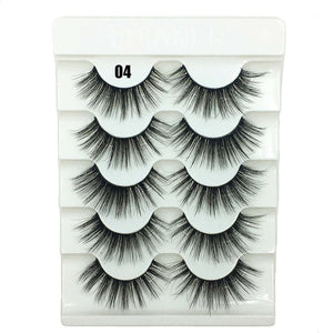 5 Pairs 2 Styles 3D Faux Mink Hair Soft False Eyelashes Fluffy Wispy Thick Lashes Handmade Soft Eye Makeup Extension Tools