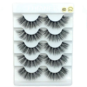 5 Pairs 2 Styles 3D Faux Mink Hair Soft False Eyelashes Fluffy Wispy Thick Lashes Handmade Soft Eye Makeup Extension Tools