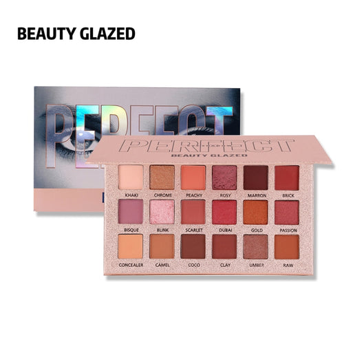 BEAUTY GLAZED 18 Colors Eye Shadow Makeup Pallete Long Lasting Matte Shimmer Glitter Pigment Easy to Wear Eyeshadow Palette