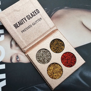 BEAUTY GLAZED Makeup Palette 4 Color Glitters Diamond Eyeshadow Palette Long-lasting Easy to Wear Shimmer Eye Shadow Pallete