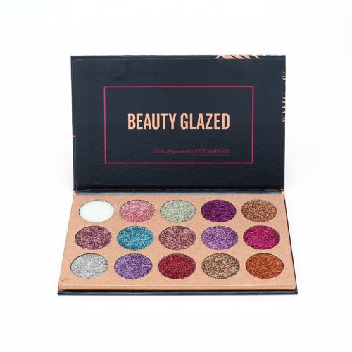 BEAUTY GLAZED Portable Eyeshadow Palette 15 Ultra Pigmented Eye Shadows Pressed Glitter Flash Powder Long Lasting Makeup Pallete