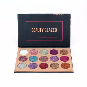 BEAUTY GLAZED Portable Eyeshadow Palette 15 Ultra Pigmented Eye Shadows Pressed Glitter Flash Powder Long Lasting Makeup Pallete