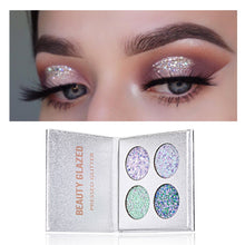 Load image into Gallery viewer, Beauty Glazed Makeup Palette 4 Colors Pressed Glitters Eyeshadow Palette Diamond Rainbow Eyeshadow Pallete Makeup Pallete