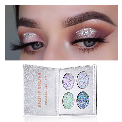 Beauty Glazed Makeup Palette 4 Colors Pressed Glitters Eyeshadow Palette Diamond Rainbow Eyeshadow Pallete Makeup Pallete