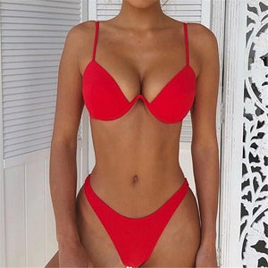 Bikini 2019 Sexy Women Swimwear Brazilian Bikini Push Up Swimsuit Solid Beachwear Bathing Suit Thong Biquini Bikini Set