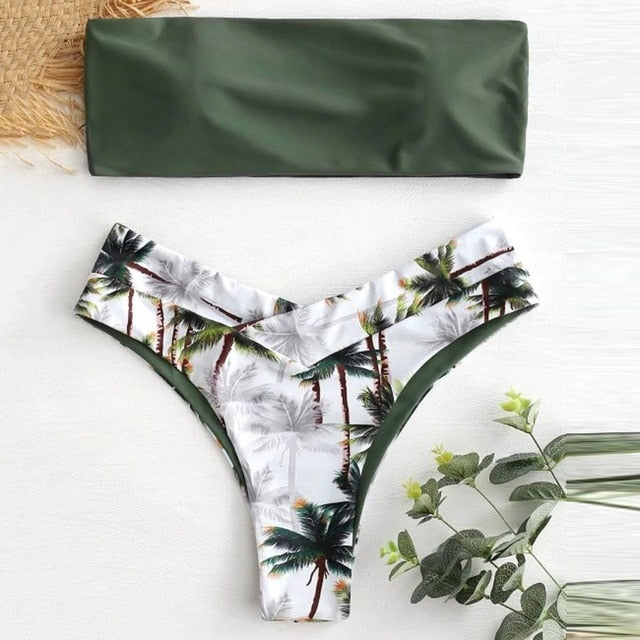 Brand 2019 Sexy Women New Bikini Set Coconut Print Padded Swimwear Bathing Swimsuit Beachwear Bather Suit Swimming Suit biquini