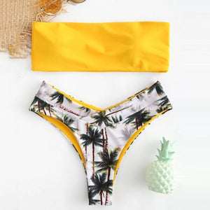 Brand 2019 Sexy Women New Bikini Set Coconut Print Padded Swimwear Bathing Swimsuit Beachwear Bather Suit Swimming Suit biquini