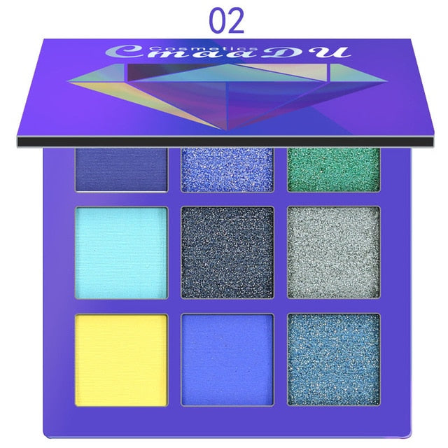 CmaaDu 9 Color Shimmer Glitter Eye Shadow Powder Matte Fashion Makeup Pallete Pigmented Eyeshadow Beauty Cosmetic sombra maquiag