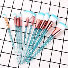 Load image into Gallery viewer, Dighealth 10pcs Unicorn Makeup Brushes Set Crystal Spiral Handle Foundation Blending Powder Crease Make Up Brush Cosmetic Tools