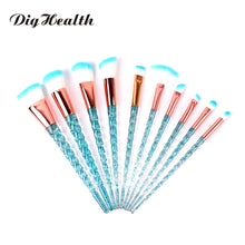 Load image into Gallery viewer, Dighealth 10pcs Unicorn Makeup Brushes Set Crystal Spiral Handle Foundation Blending Powder Crease Make Up Brush Cosmetic Tools