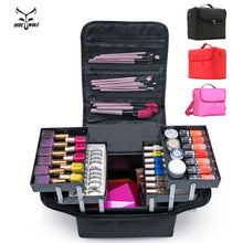 Load image into Gallery viewer, Fashion Women Makeup Organizer Large Capacity Multilayer Clapboard Cosmetic Bag Case Beauty Salon Tattoos Nail Art Tool Bin